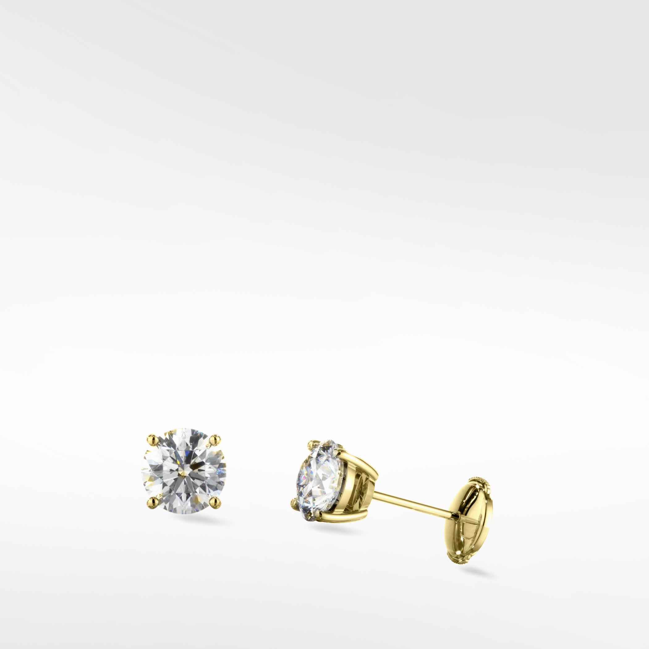 Lime Diamond Stud Earrings Brilliant Round Cut