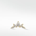 Lark & Berry's Crown Crawler earring in yellow gold with pear, marquise, and round cut diamonds, shown on a white background.
