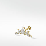 Lark & Berry's Crown Crawler earring in yellow gold featuring pear, marquise, and round diamonds.