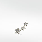 Lark & Berry 3-Star Diamond Stud earring with three ascending stars encrusted with brilliant pavé diamonds on a white gold setting.