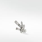 Lark & Berry Firework Diamond Stud earring in white gold with baguette, marquise, and round diamonds in a starburst design.