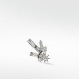 Lark & Berry Firework Diamond Stud earring in white gold with baguette, marquise, and round diamonds in a starburst design.