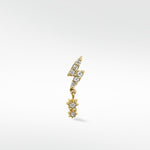Lark & Berry Lightening Bolt earring in yellow gold with pave diamonds and a dangling diamond star drop.