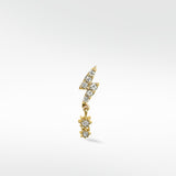 Lark & Berry Lightening Bolt earring in yellow gold with pave diamonds and a dangling diamond star drop.