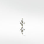 A Double Diamond Kite Stud in white gold featuring two vertically stacked, brilliant kite-cut diamonds on a white background.