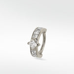 Lark & Berry Modernist Princess Cut Diamond Hoop earring in 14k white gold with channel-set diamonds.