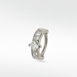 Lark & Berry Modernist Princess Cut Diamond Hoop earring in 14k white gold with channel-set diamonds.