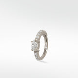 Lark & Berry Modernist Oval Diamond Hoop in white gold with a central oval diamond and pavé accents.