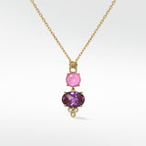 Detachable Pink and Purple Sapphire Drop Earrings - Lark and Berry