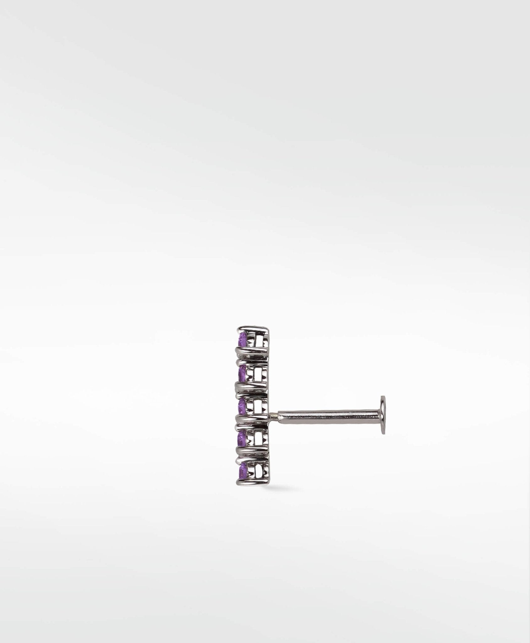 Modernist Tennis Small Ear Crawler Labret Earring in 14K Gold - Various Colourways - Lark and Berry