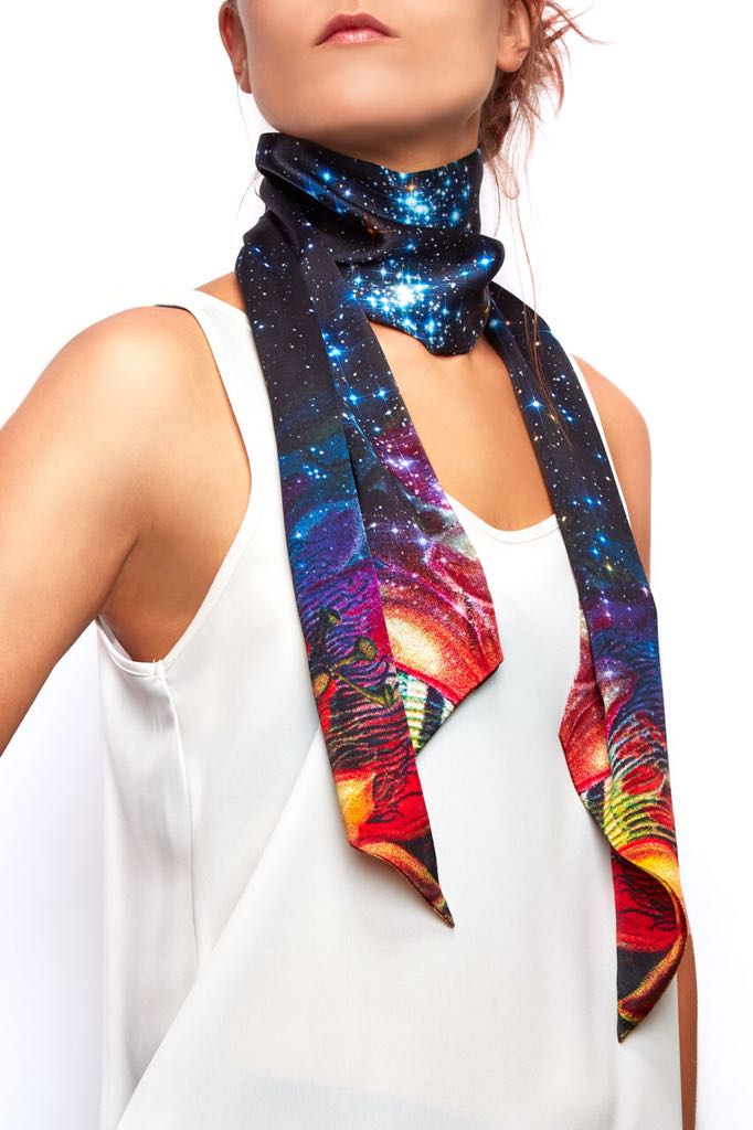 Starlight Passion Flower 100% Silk Skinny Scarf - Lark and Berry