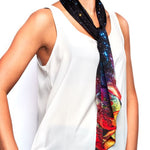 Starlight Passion Flower 100% Silk Skinny Scarf - Lark and Berry