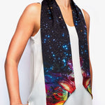 Starlight Passion Flower 100% Silk Skinny Scarf - Lark and Berry