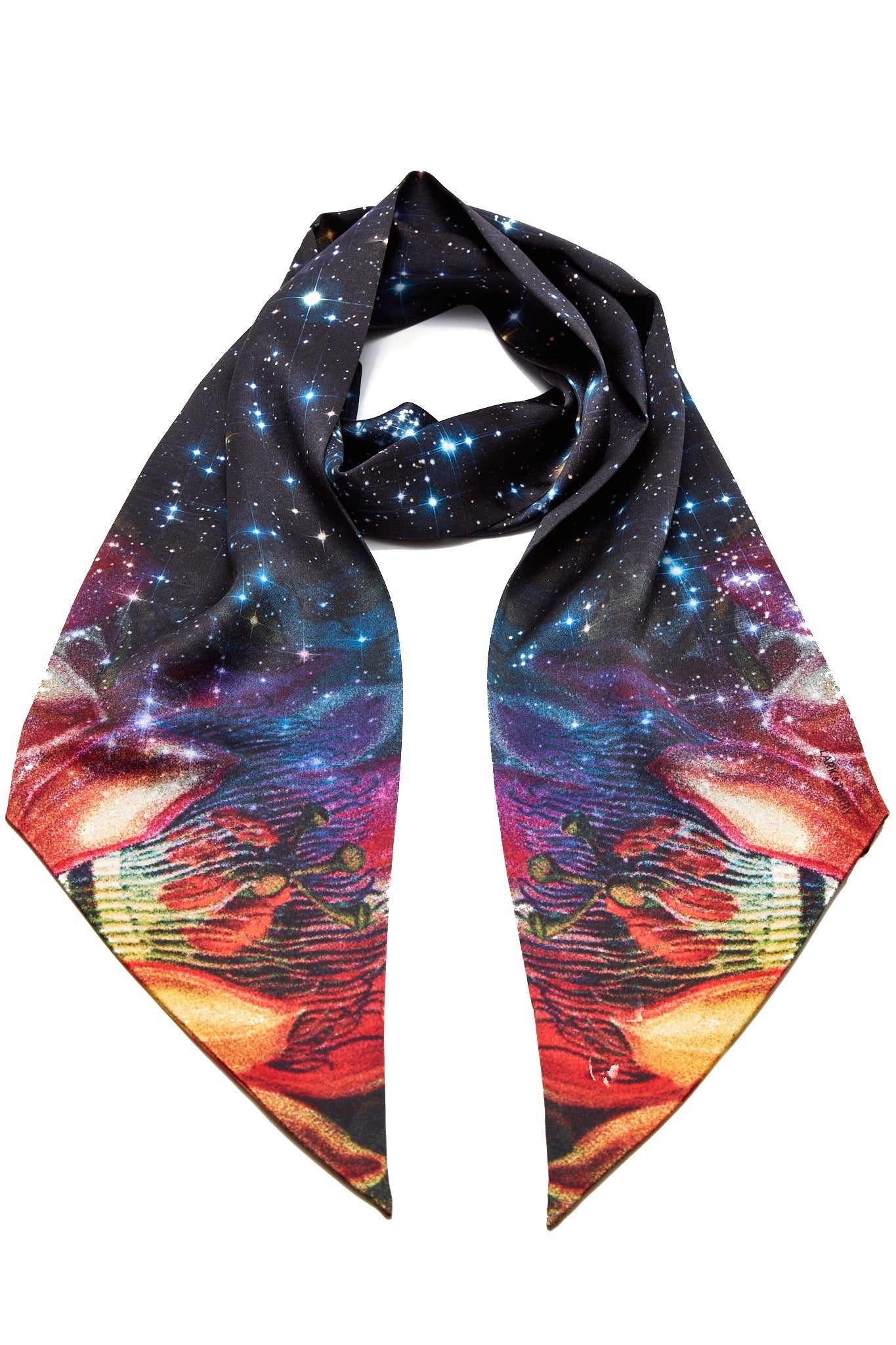 Starlight Passion Flower 100% Silk Skinny Scarf - Lark and Berry